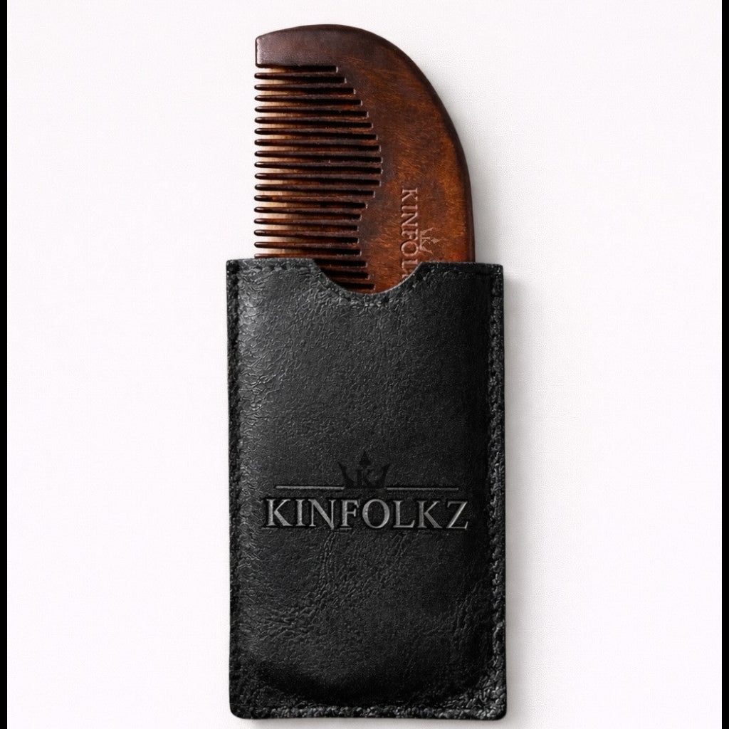 KINFOLKZ Engraved Wooden Beard Comb