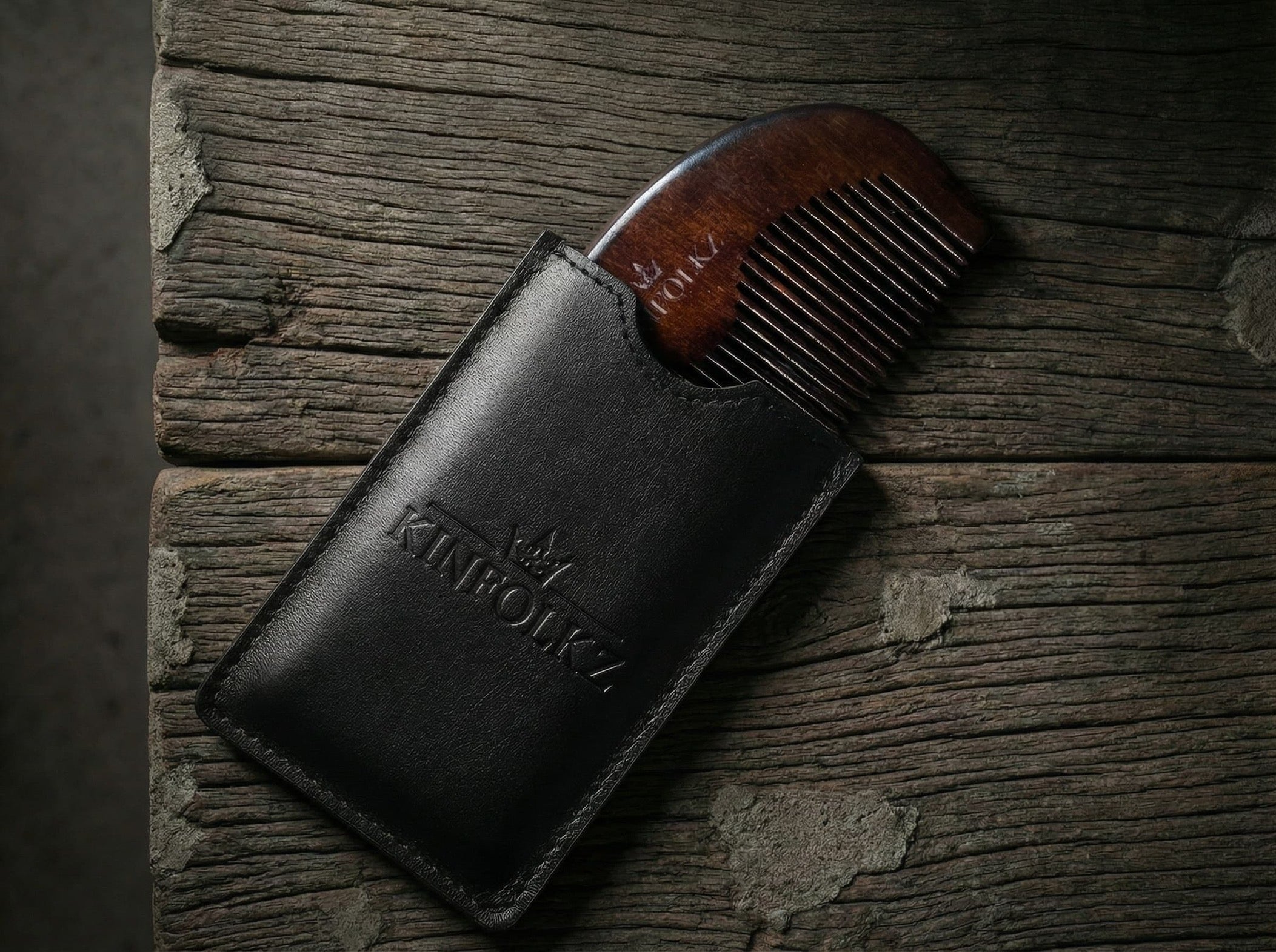 KINFOLKZ Engraved Wooden Beard Comb
