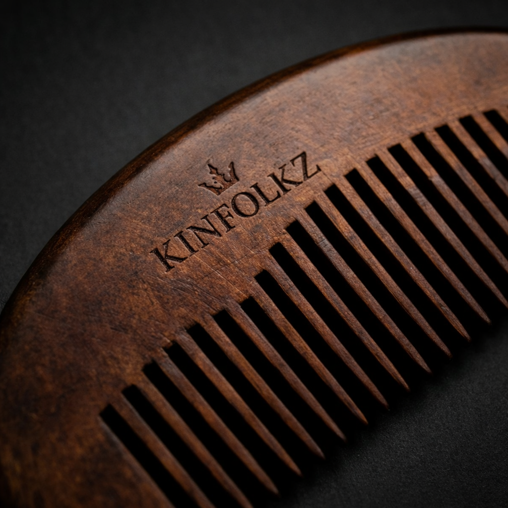 KINFOLKZ Engraved Wooden Beard Comb