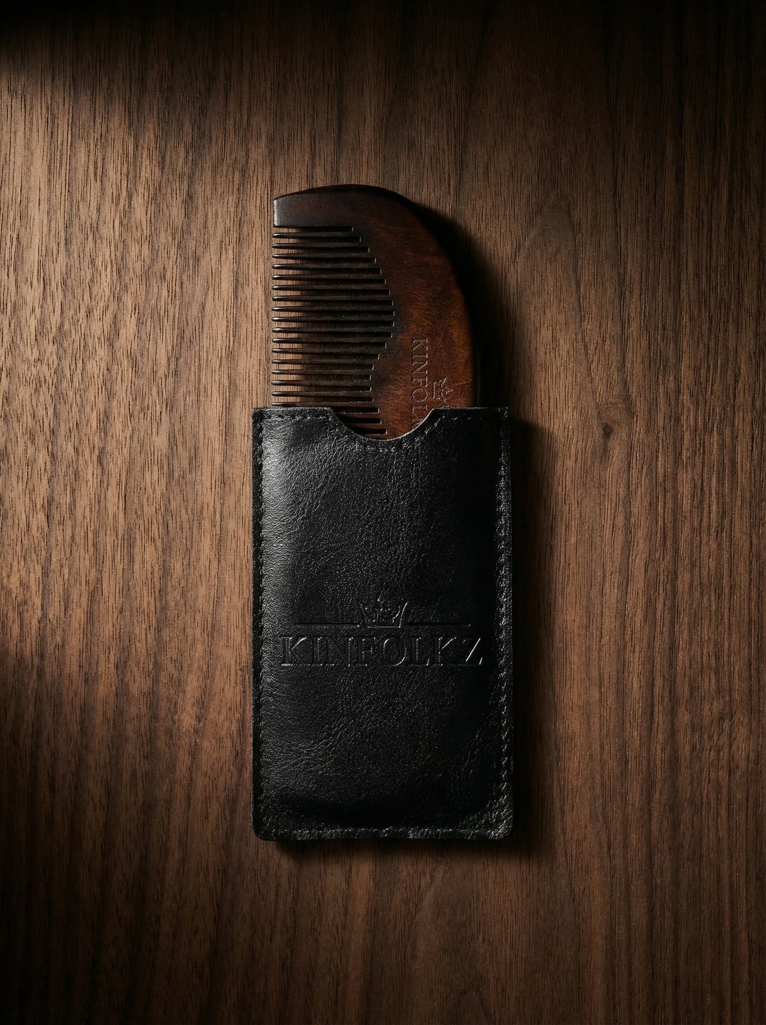 KINFOLKZ Engraved Wooden Beard Comb
